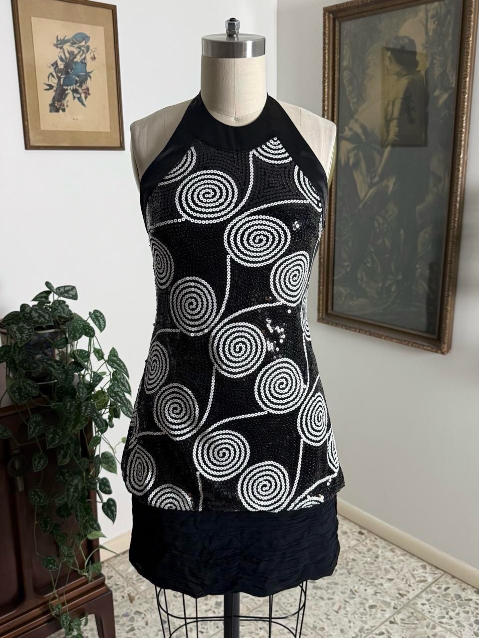 Vintage Early 2000s 90s Formal To Semi Formal Dress, Glitter Beaded Sequin — image 2 of 8